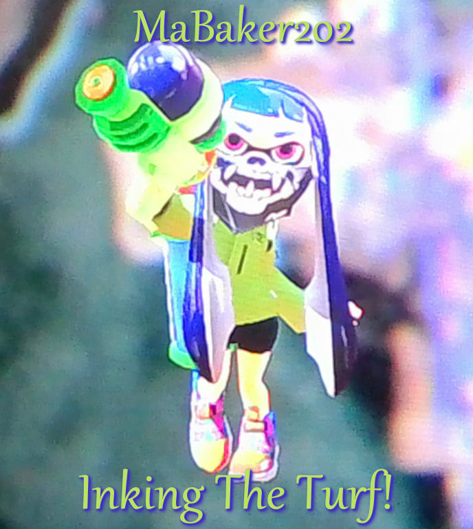 MaBaker202 Splatoon character with the words Inking The Turf